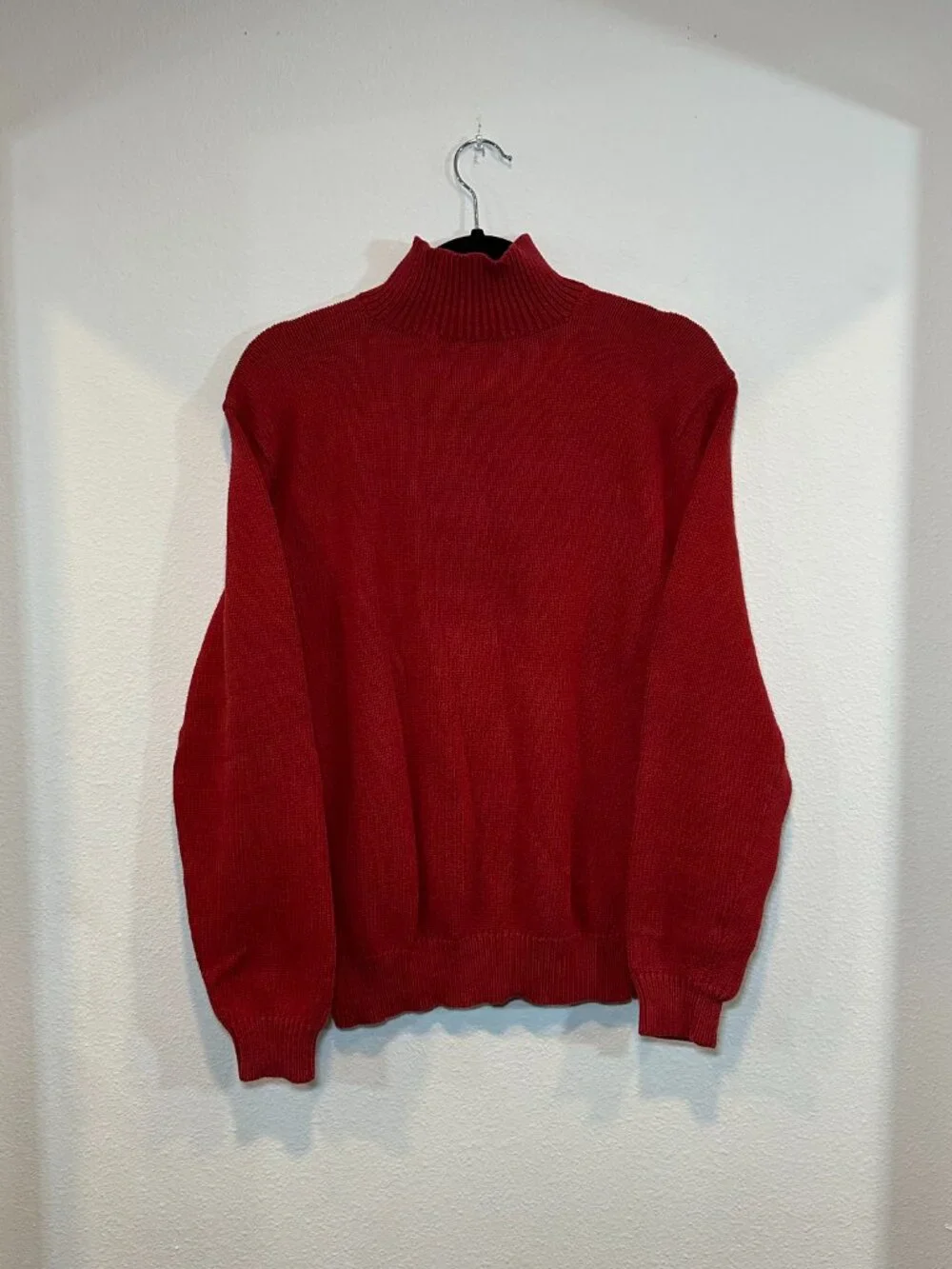 VINTAGE Polo Ralph Lauren Mens Red Pony Pullover Quarter Zip Sweater Size Medium